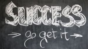 image of a blackboard with the words, Success go get it