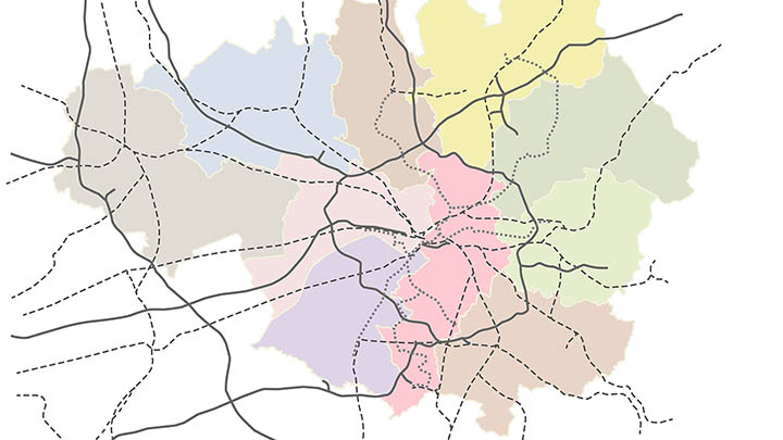 A map of Greater Manchester.