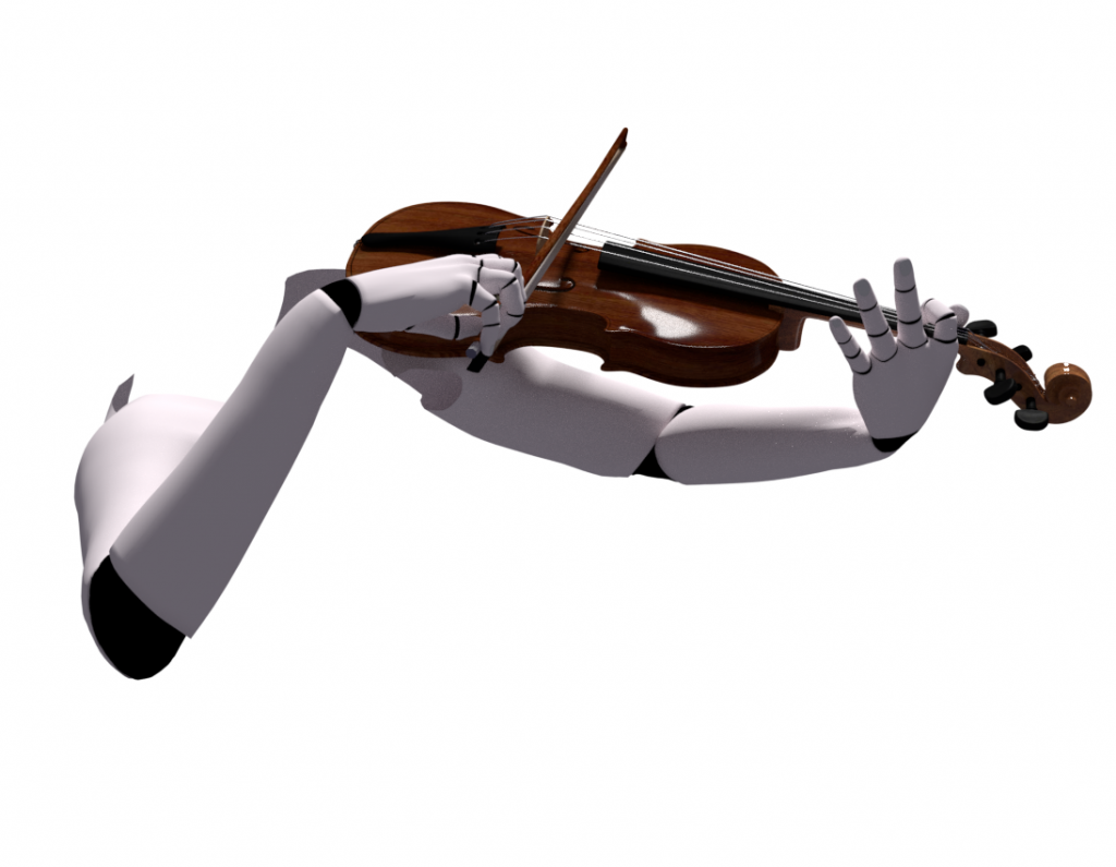VR arms playing a violin
