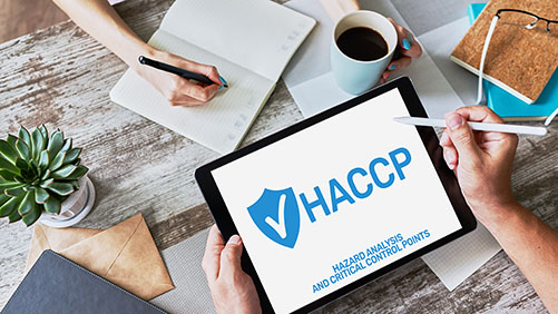HACCP - Hazard Analysis and Critical Control Point. Standard and certification, quality control management rules for food industry.