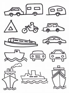 Cars, motorbike, boats, ships