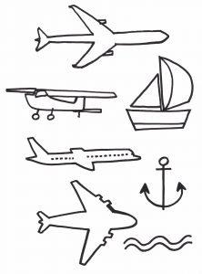 Planes, air and sea illustrations