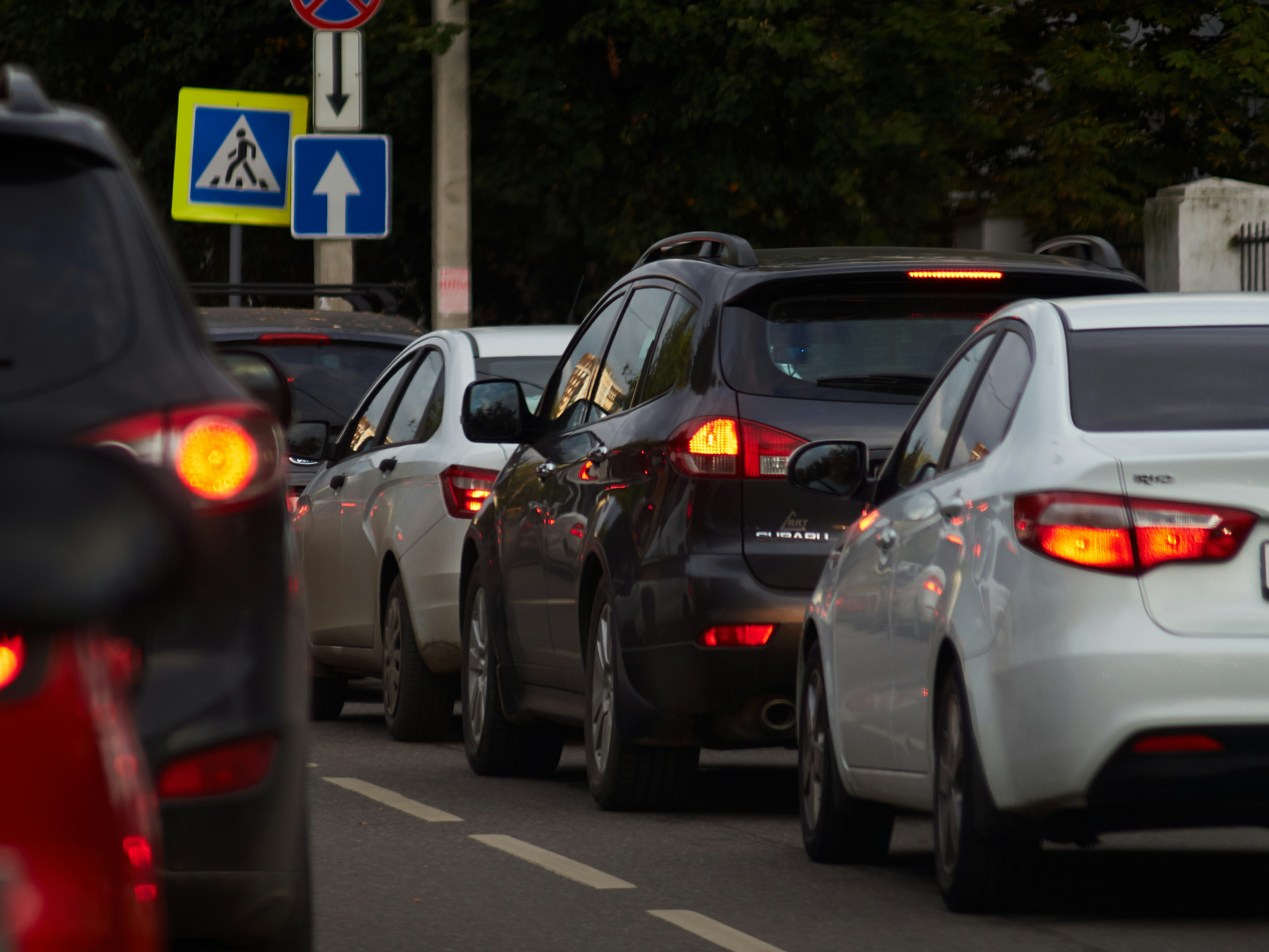 Cars in a traffic jam
