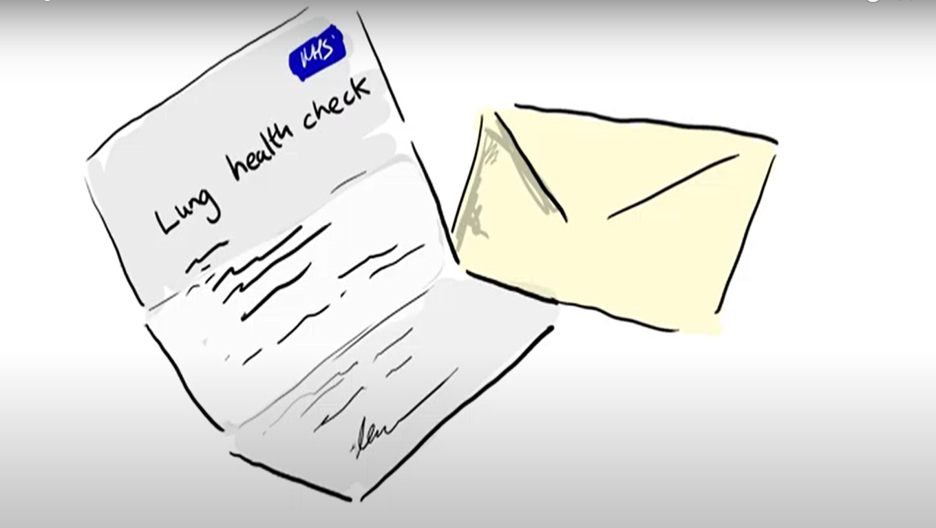 picture Drawing of an NHS letter with the title 'lung health check'