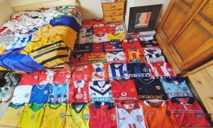 Image of Arbaz's collection of football shirts