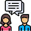 Icon showing people with speech bubbles