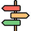 A graphic of a colourful signpost.