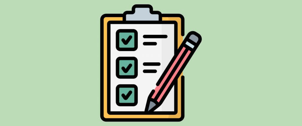 An illustration of a checklist on a clipboard.