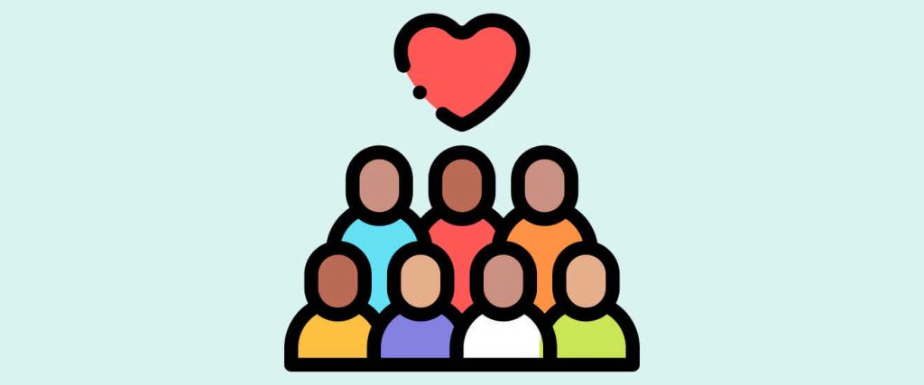 Illustration of a group of people with a heart above them.