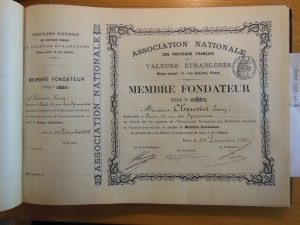 A decorated certificate recognizing Tony Chauvin as one of the ANPFVM founders.