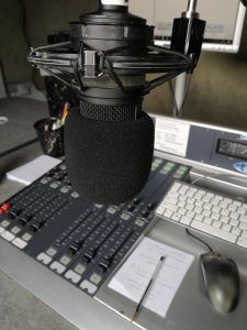 Microphone and mixing desk in the Crescent Community Radio studio