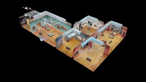 Snapshot of 3D dollhouse view of 'What is Manchester Art Gallery' exhibition