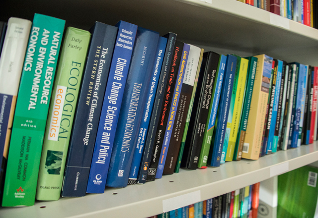 Social Sciences books on a shelf