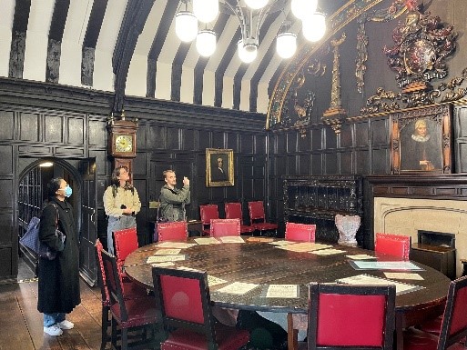 Students admiring the reading room