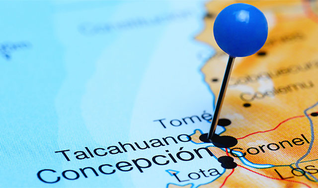The city of Talcahuano on a map